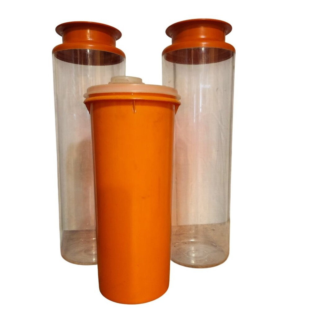 Vintage Tupperware Set of 3 Storage & Juice Containers 2 x 1486 and 262 Orange - Picture 1 of 12
